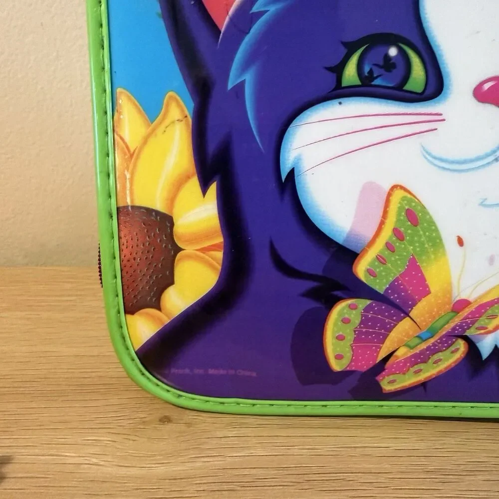 Vintage LISA FRANK 3-Ring Binder Zipper Cats Kitty Sunflower 90s Y2K Large